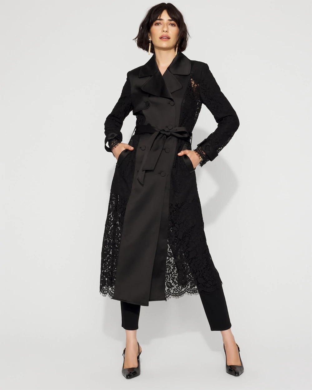 Lace + Satin Trench Coat | White House Black Market